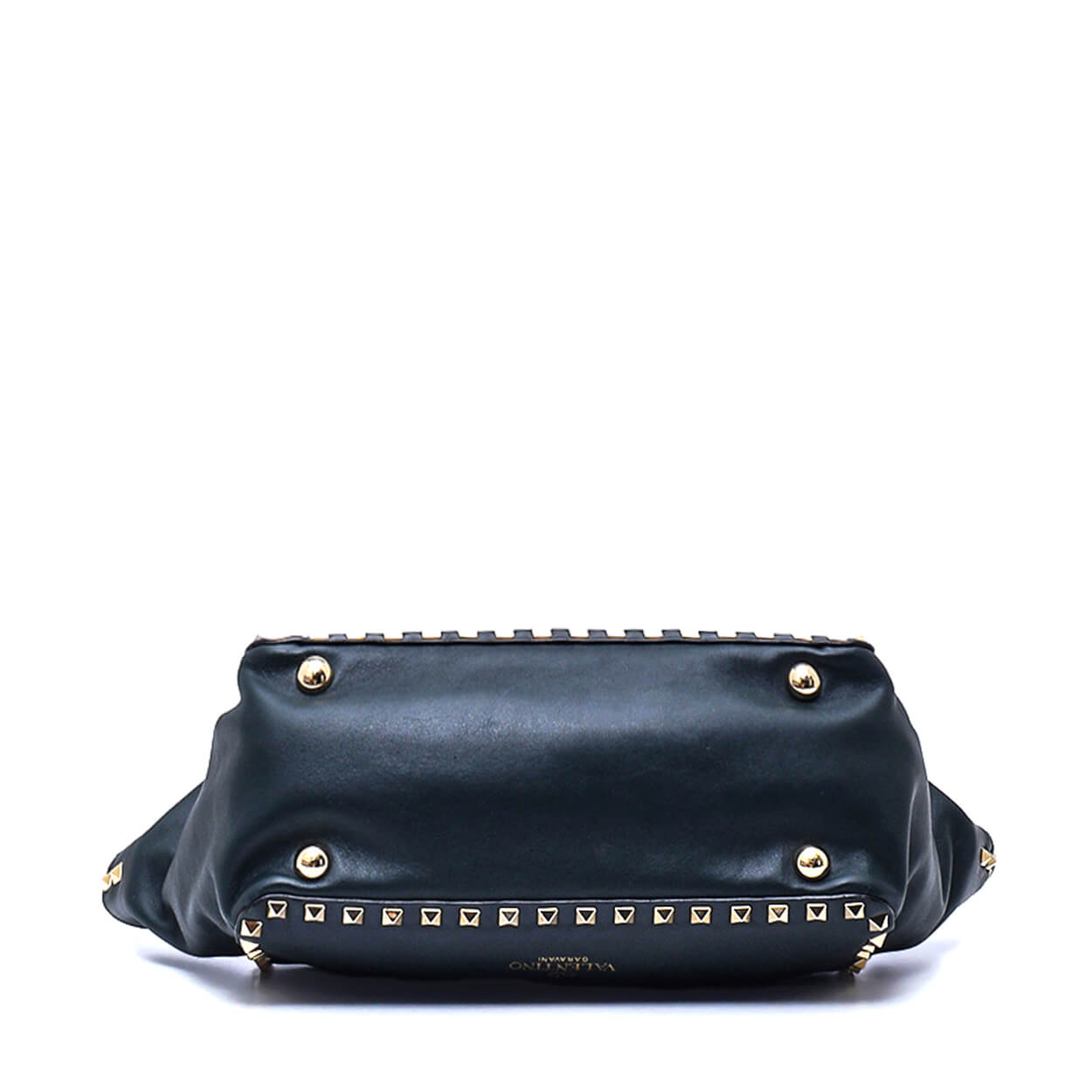 Valentino - Dark Green Leather Rockstud Small Trapeze Bag 